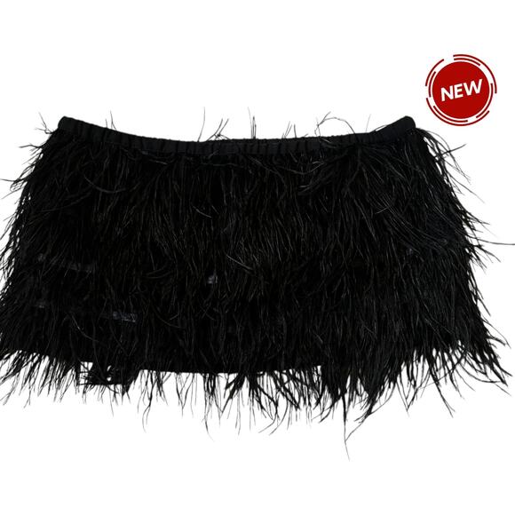 Gianni Bini Black Feather Midnight Glamour Crop Top Women's Size XL NWT  40-31-3 - Picture 1 of 6